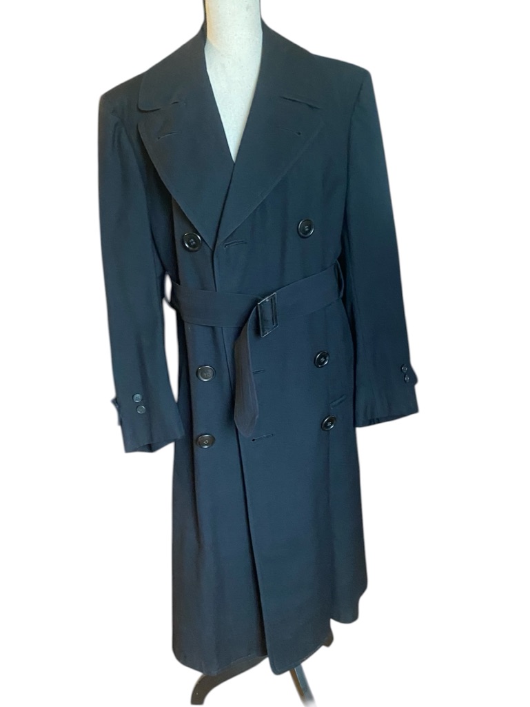 Us Merchant Marine Officers Wool Bridge Trench Coat Uniform Black Wwii